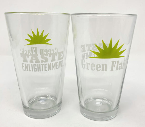 Green Flash "Taste Enlightenment" Pint Beer Glass Set of 2