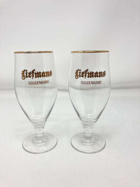 Liefmans Goudenband Gold Rimmed Tuliped Beer Glass- Set of 2