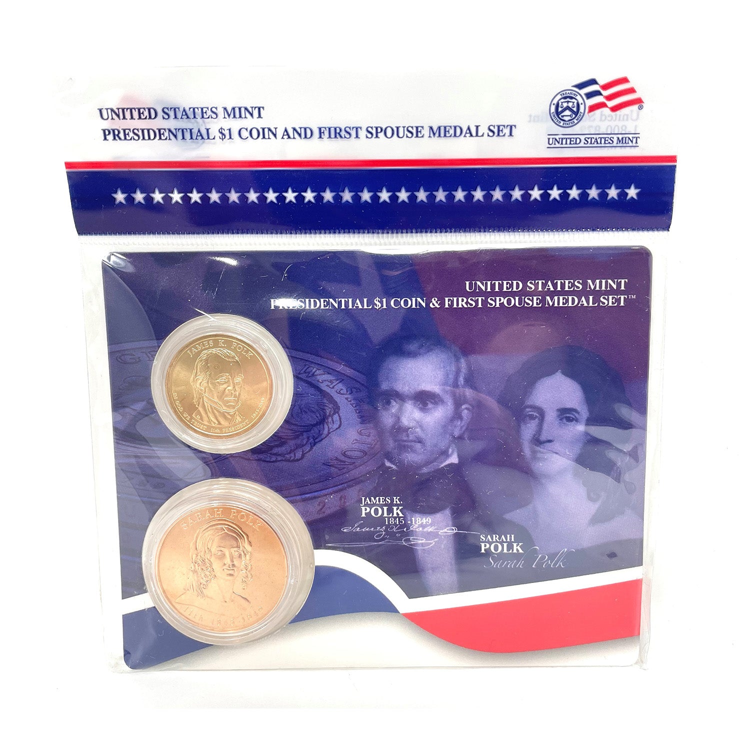 U.S. Mint Presidential $1 Coin and Spouse Medal Set: James & Sarah Polk