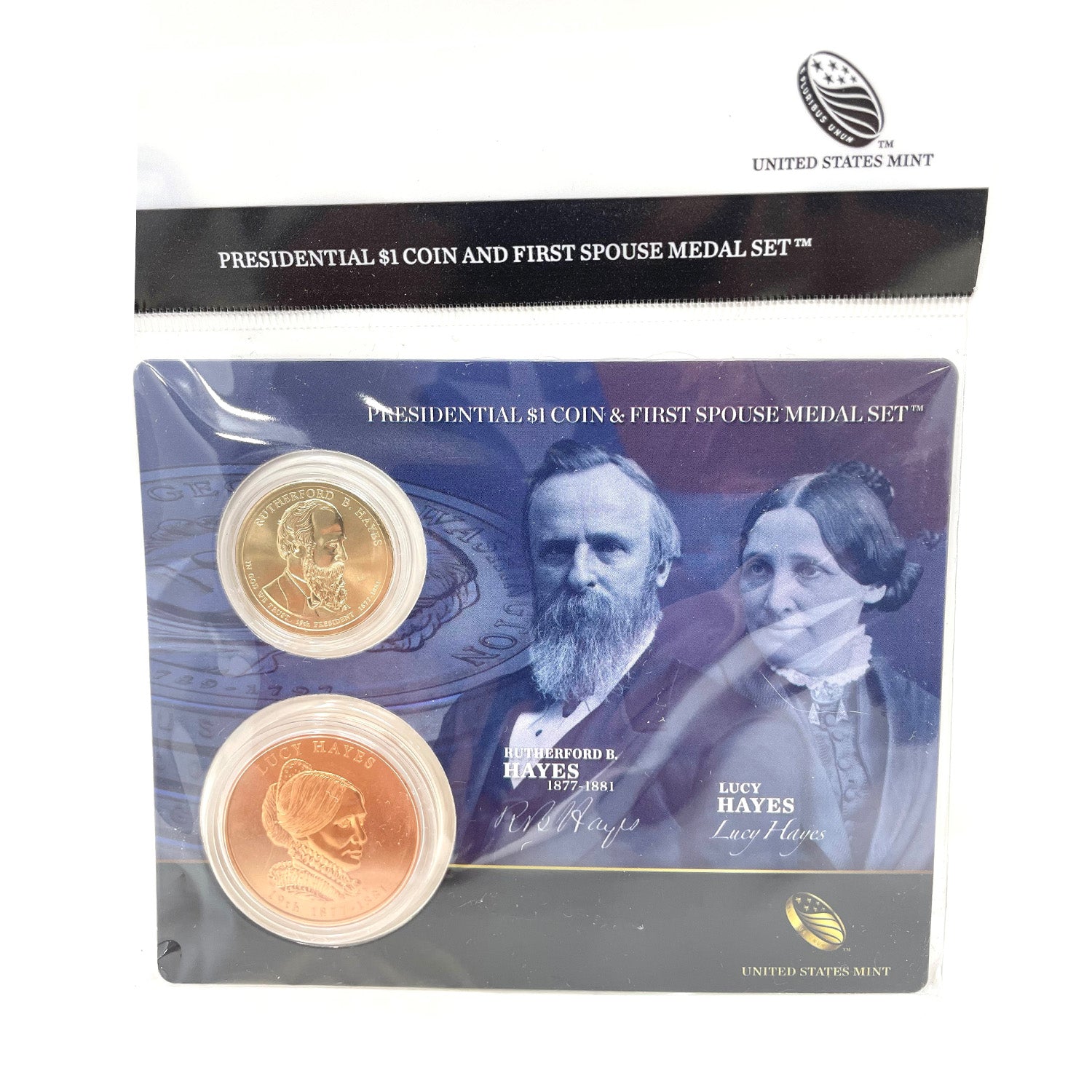 U.S. Mint Presidential $1 Coin and Spouse Medal Set: Rutherford & Lucy Hayes