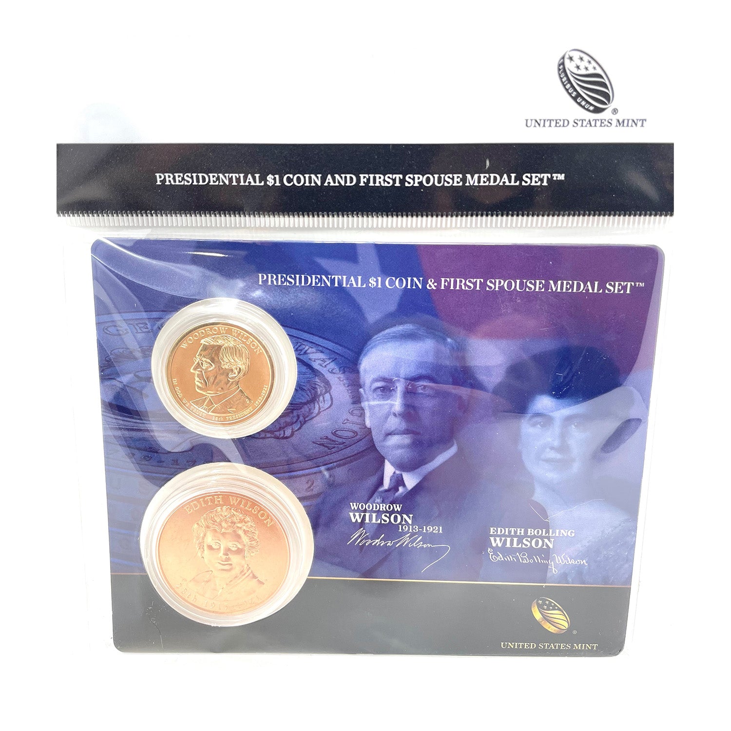 U.S. Mint Presidential $1 Coin and Spouse Medal Set: Woodrow & Edith Wilson