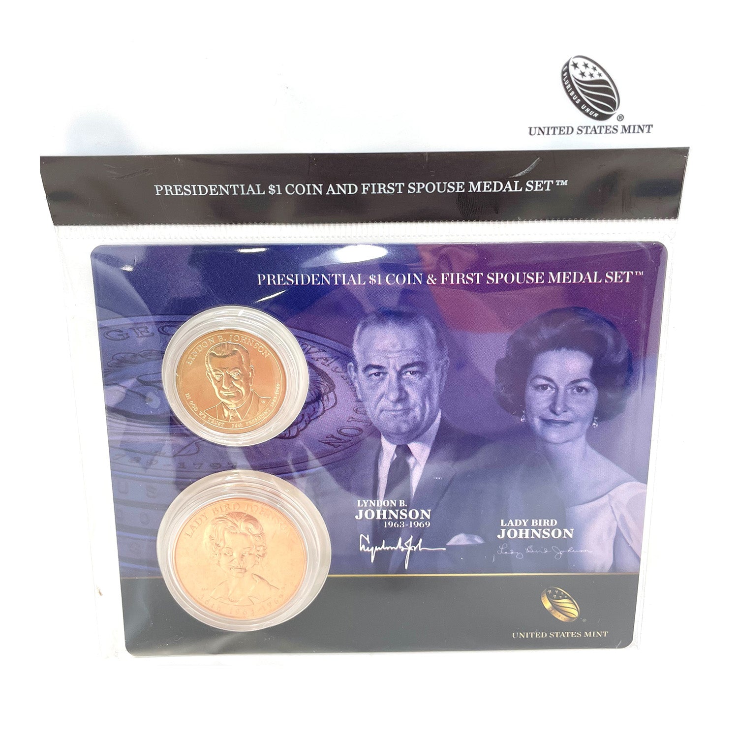U.S. Mint Presidential $1 Coin and Spouse Medal Set: Lyndon & Lady Bird Johnson