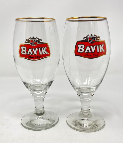 Bavik Gold Rim Stemmed Beer Glass- Set of 2
