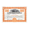 Irving Trust Co. Stock Certificate // 100 Shares // Orange // 1920s-30s