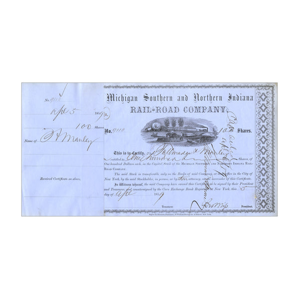Michigan Southern & Northern Indiana Railroad Stock // Varies // Blue // 1850s