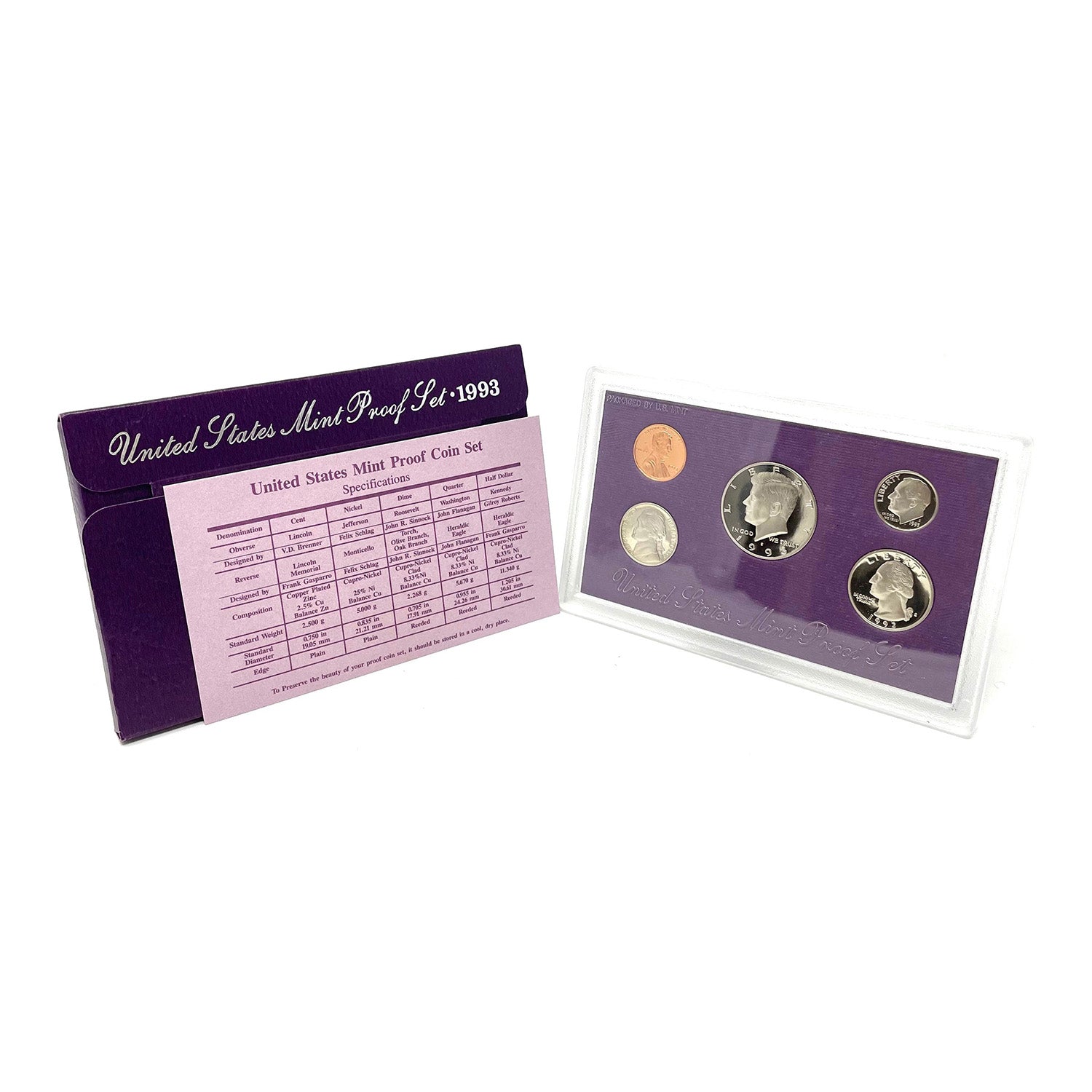 1993-S U.S. Clad Proof Set: Complete 5-Coin Set, Original Packaging