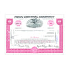 Penn Central Co. Stock Certificate // 100 Shares // Pink // 1960s-70s