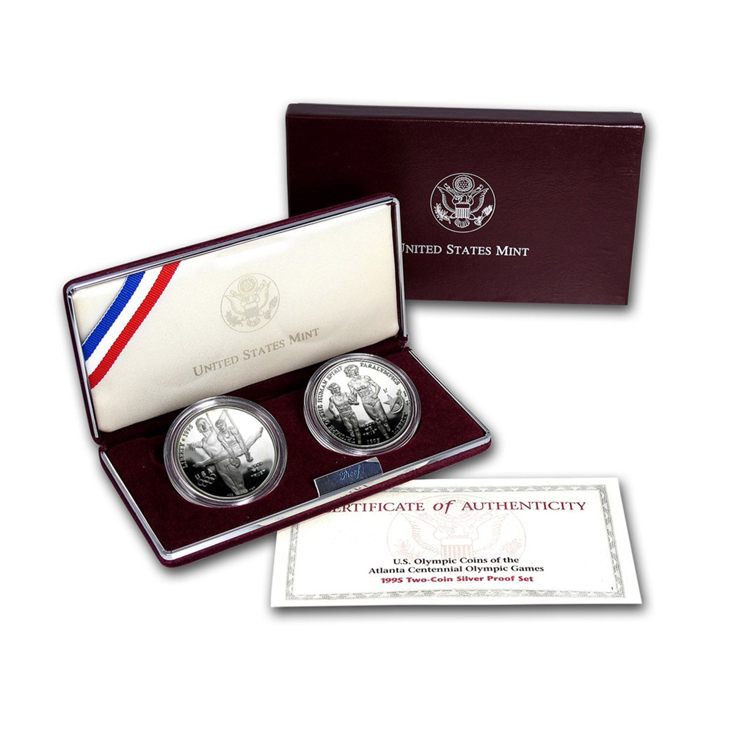 1995-P Atlanta Olympic Gymnast & Blind Runner Silver 2 Coin Proof Set