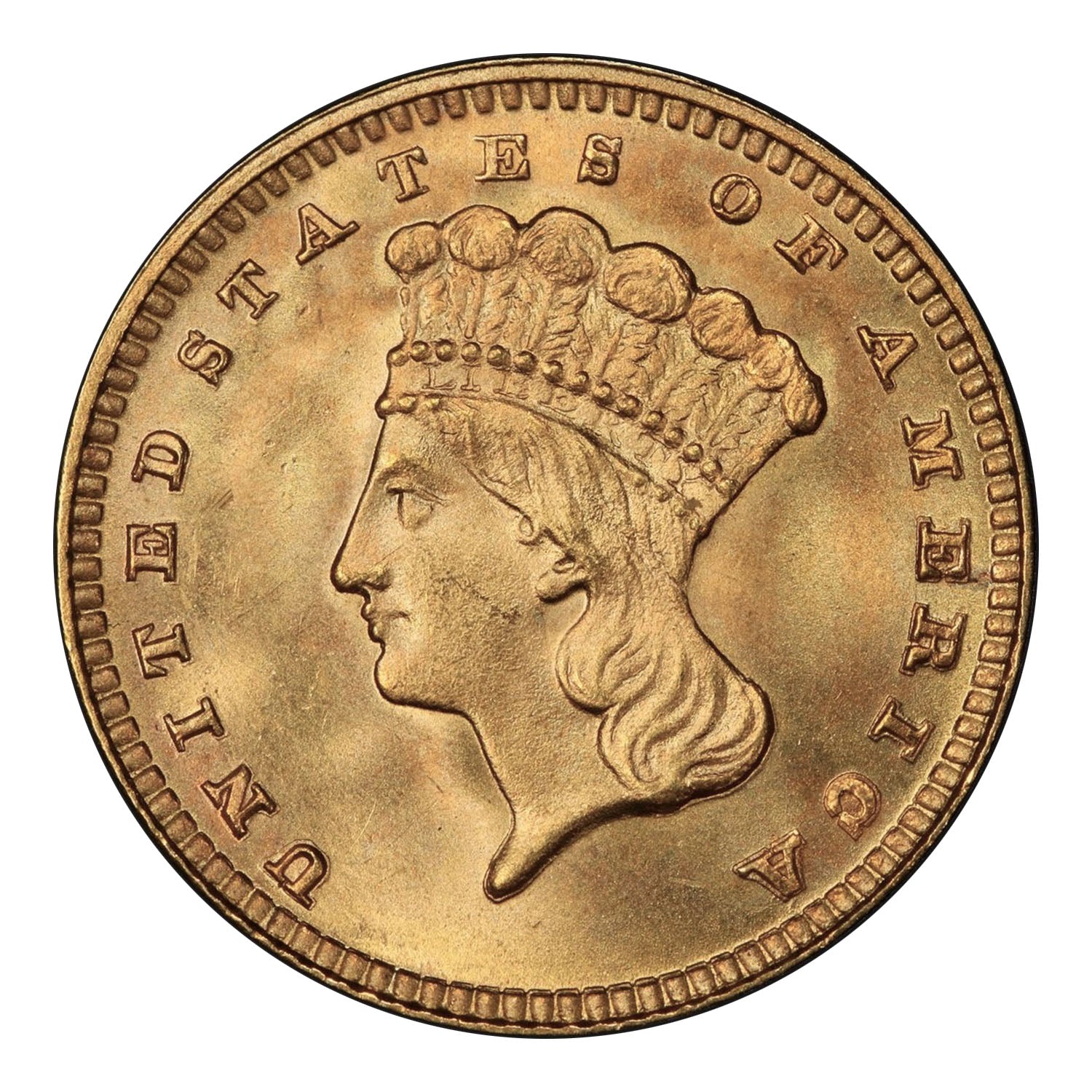 1889 $1 Gold Indian Princess Type 3 PCGS MS67