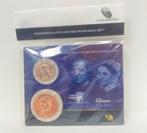 U.S. Mint Presidential $1 Coin and Spouse Medal Set: Andrew and Eliza Johnson