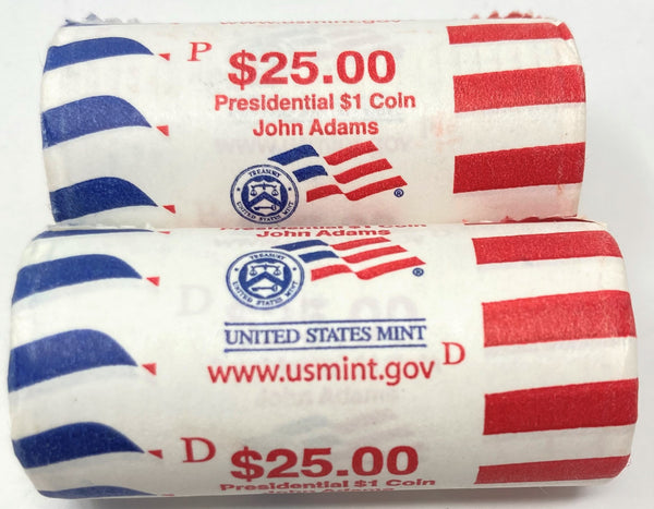 2007 John Adams Presidential Dollar P&D U.S. Mint Rolls