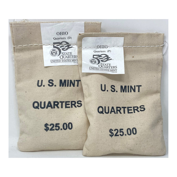 2002 U.S. Mint, Ohio Statehood Quarters, $25 P+D UNC Bags