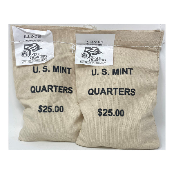 2003 U.S. Mint, Illinois Statehood Quarters, $25 P+D UNC Bags