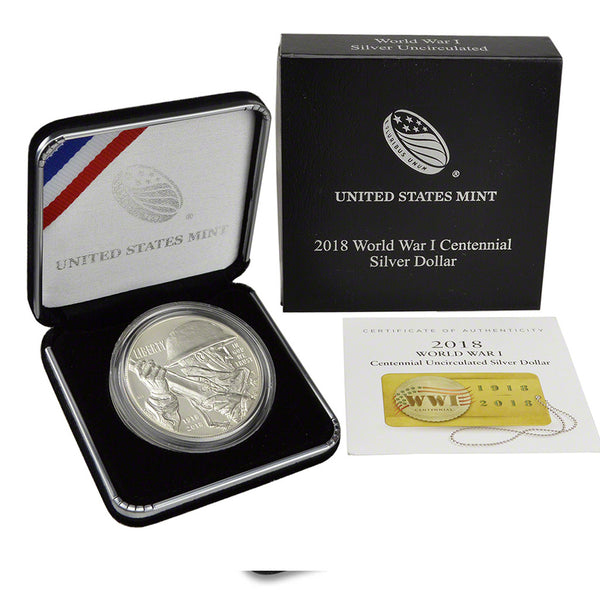 2018 World War I Centennial Silver Dollar BU