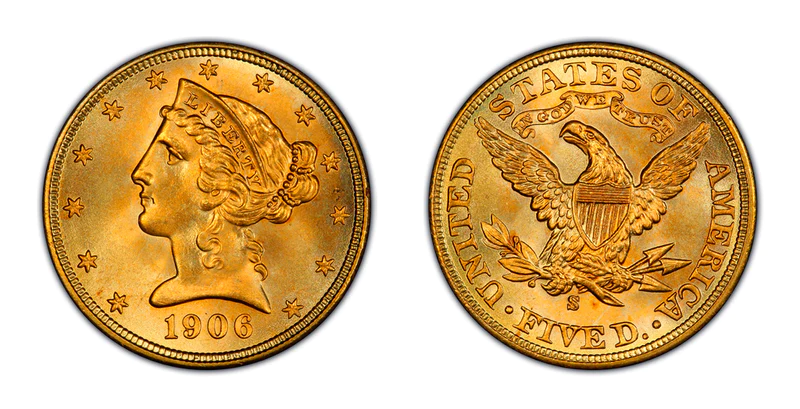 $5 Gold Liberty Half Eagles