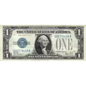 $1 1928-B blue seal. Small Silver Certificates 1602