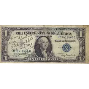 $1 1935-A blue seal. Small Silver Certificates 1608