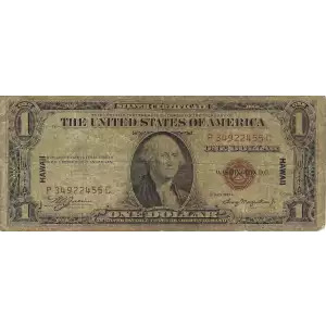 $1 1935-A brown seal Emergency Notes Issued During WW2 2300