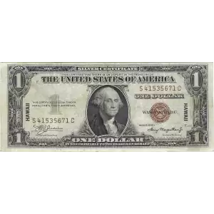 $1 1935-A brown seal Emergency Notes Issued During WW2 2300