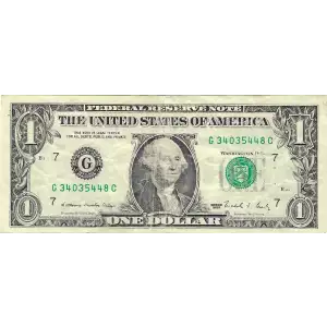 $1 1988 Green seal. Small Size $1 Federal Reserve Notes 1914-A
