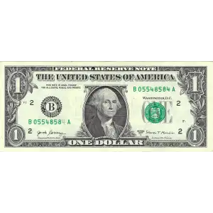 $1 2013 Green seal. Small Size $1 Federal Reserve Notes 3002-F