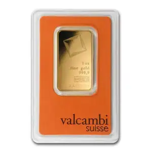 1 oz Gold Bar - Valcambi Design (Carded) (5)
