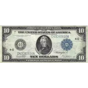 $10 1914 Red Seal Federal Reserve Notes 919A