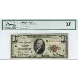 $10 1929 brown seal Small Federal Reserve Bank Notes 1860-B