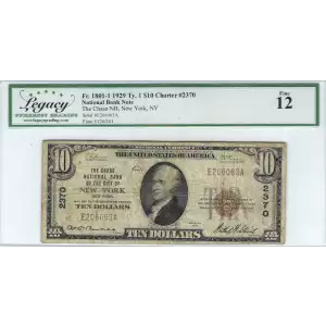$10 1929 small brown seal. Small National Bank Notes 1801-1