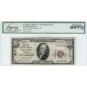 $10 1929 small brown seal. Small National Bank Notes 1801-1