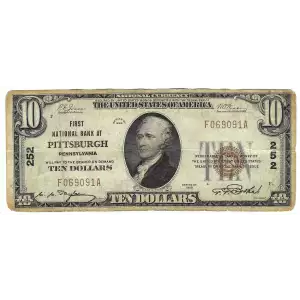 $10 1929 small brown seal. Small National Bank Notes 1801-1 (2)
