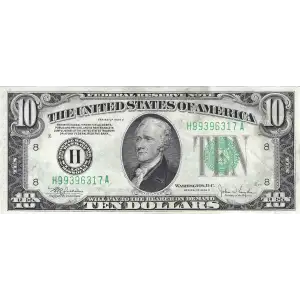 $10 1934-C.  Small Size $10 Federal Reserve Notes 2008-H