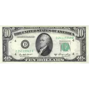 $10 1950-A.  Small Size $10 Federal Reserve Notes 2011-D