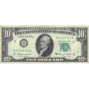 $10 1963-A.  Small Size $10 Federal Reserve Notes 2017-B