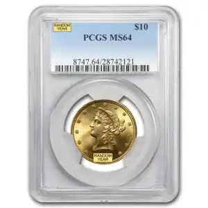 $10 Gold Liberty Head Eagle PCGS MS64 (Year Varies)