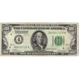$100 1928  Small Size $100 Federal Reserve Notes 2150-D