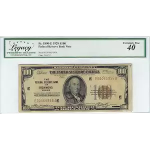 $100 1929 brown seal Small Federal Reserve Bank Notes 1890-E