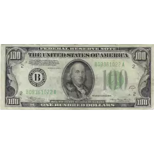 $100 1934-A.  Small Size $100 Federal Reserve Notes 2153-B