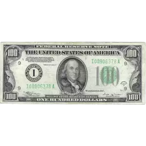 $100 1934-B.  Small Size $100 Federal Reserve Notes 2154-I