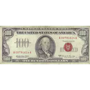 $100 1966-A red seal. Small Legal Tender Notes 1551