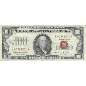 $100 1966 red seal. Small Legal Tender Notes 1550