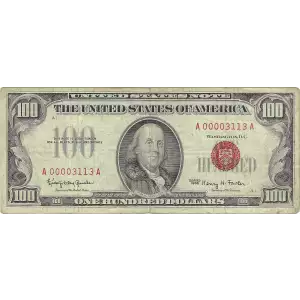 $100 1966 red seal. Small Legal Tender Notes 1550