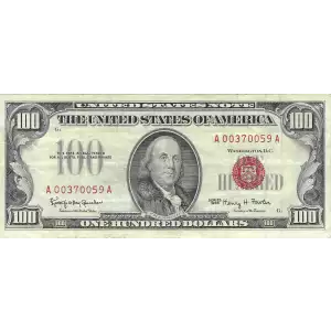 $100 1966 red seal. Small Legal Tender Notes 1550