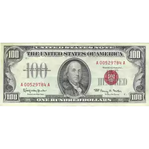 $100 1966 red seal. Small Legal Tender Notes 1550