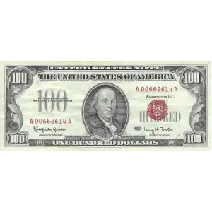 $100 1966 red seal. Small Legal Tender Notes 1550