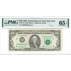 $100 1990  Small Size $100 Federal Reserve Notes 2173-B