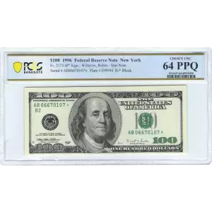 $100 1996  Small Size $100 Federal Reserve Notes 2175-B*