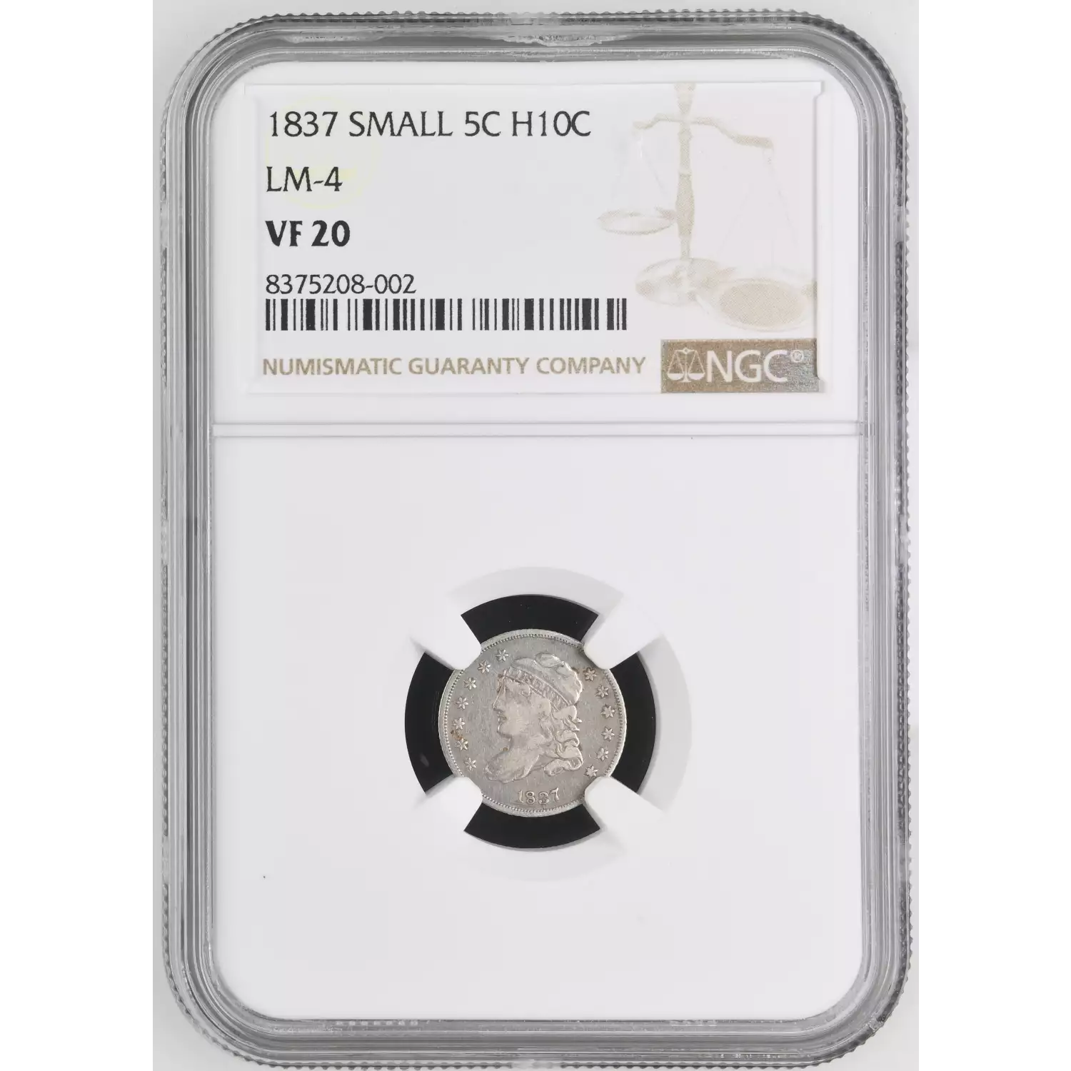 1837 Capped Bust Half Dime NGC VF-20 LM-4 - Olevian Numismatic Rarities