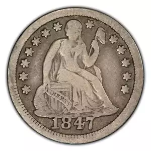 1838-1891 Liberty Seated Silver Dime & Wood Box