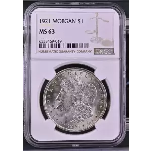 1921 P Morgan Silver Dollar NGC MS-63 (2)